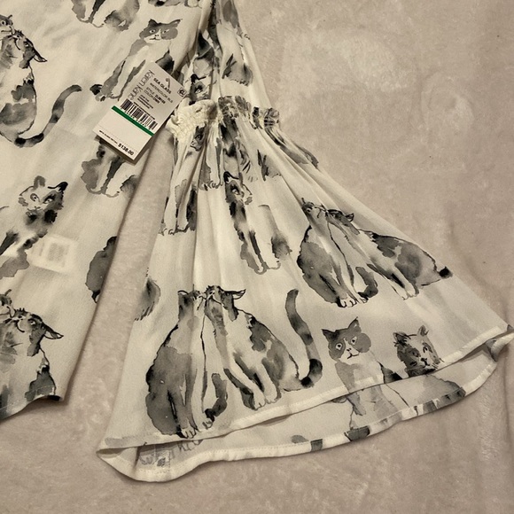KAREN KANE Beautiful Size L CAT THEME TOP Bell Sleeves 100% Viscose - Picture 7 of 13